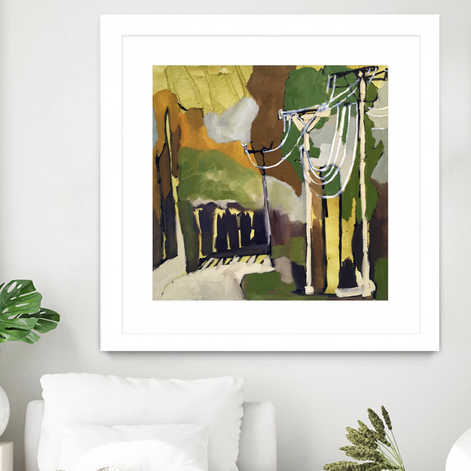 Trees & Wires X by Erin McGee Ferrell on GIANT ART - green abstract