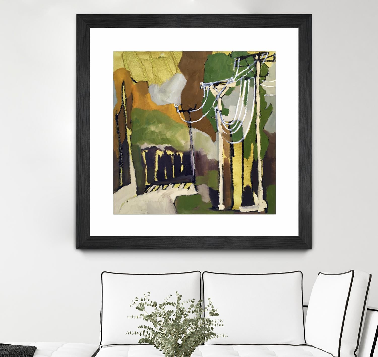 Trees & Wires X by Erin McGee Ferrell on GIANT ART - green abstract