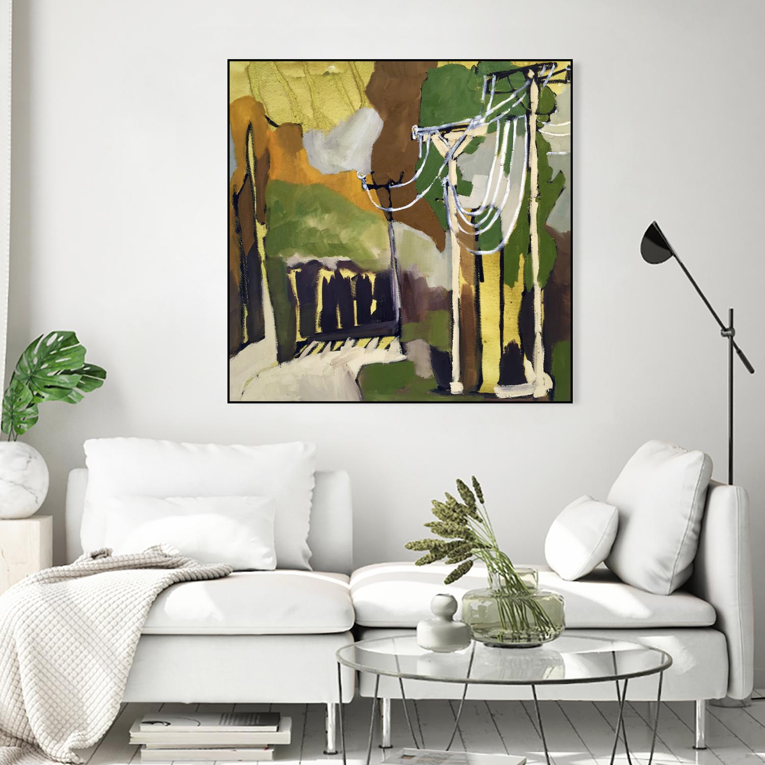 Trees & Wires X by Erin McGee Ferrell on GIANT ART - green abstract