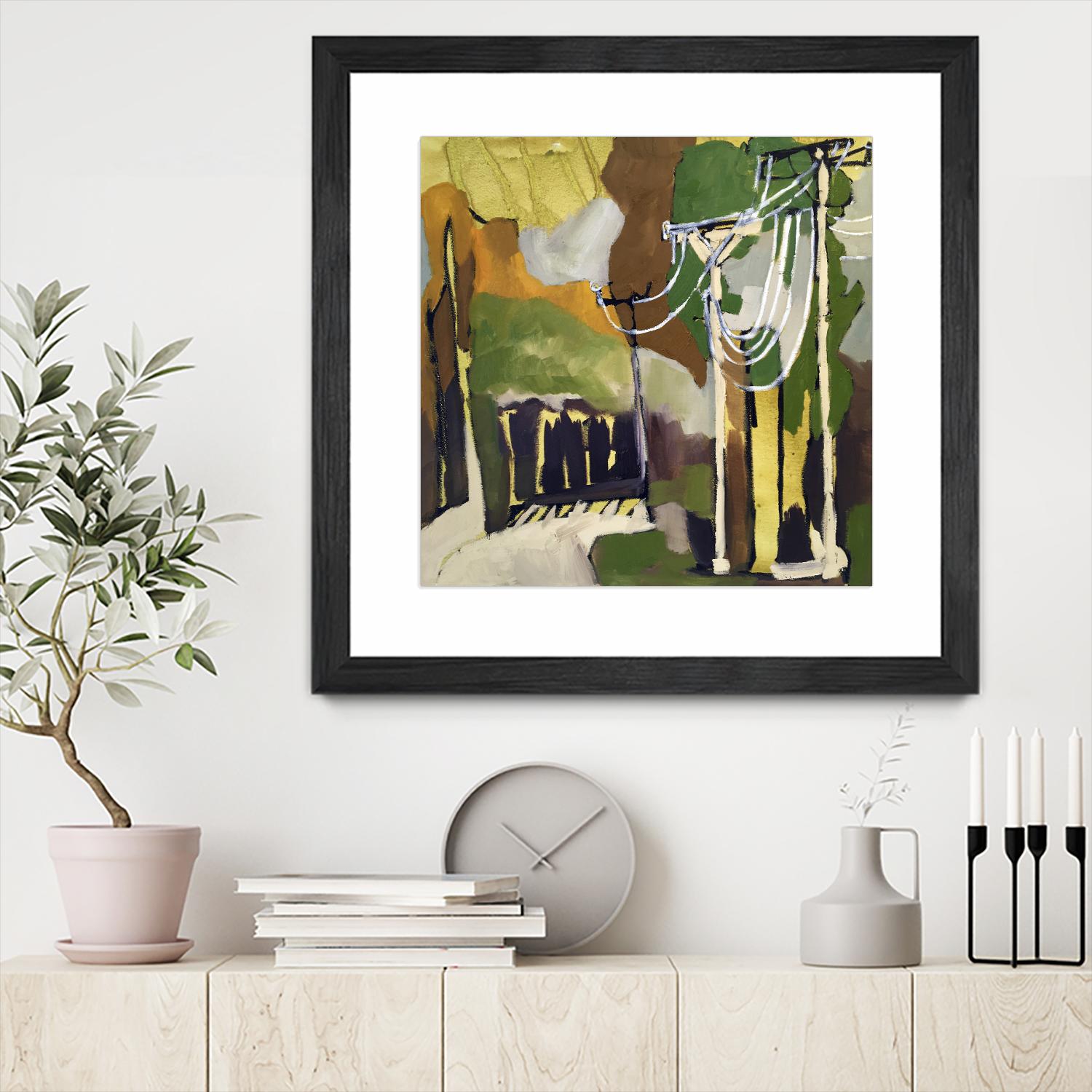 Trees & Wires X by Erin McGee Ferrell on GIANT ART - green abstract