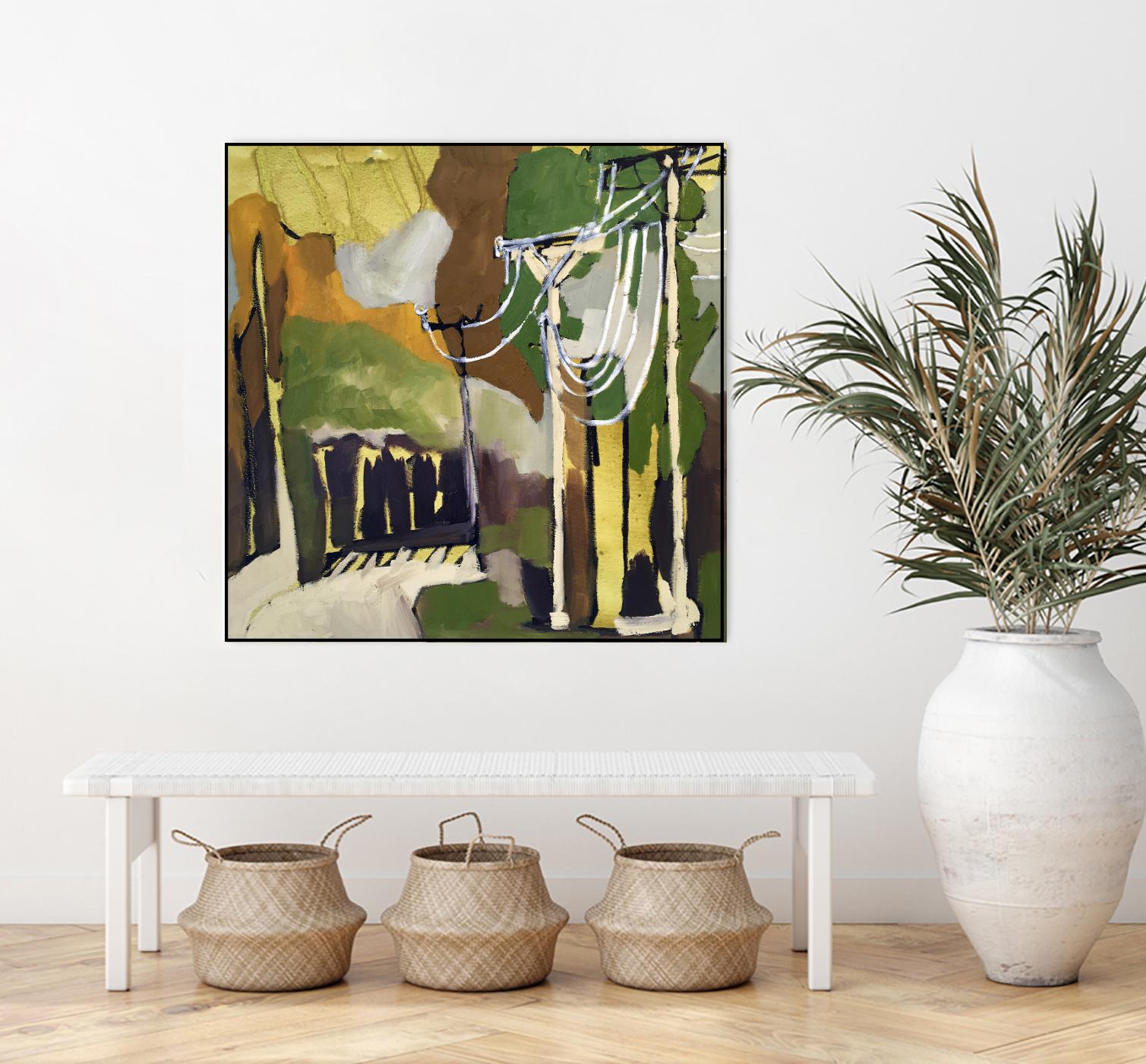 Trees & Wires X by Erin McGee Ferrell on GIANT ART - green abstract