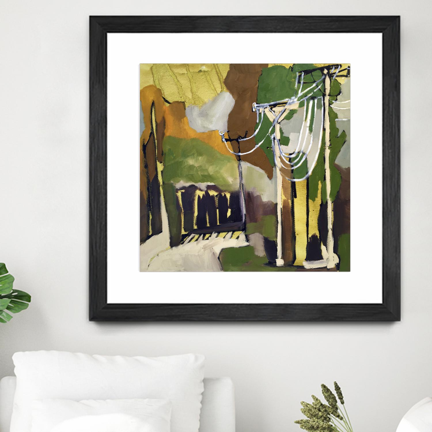 Trees & Wires X by Erin McGee Ferrell on GIANT ART - green abstract