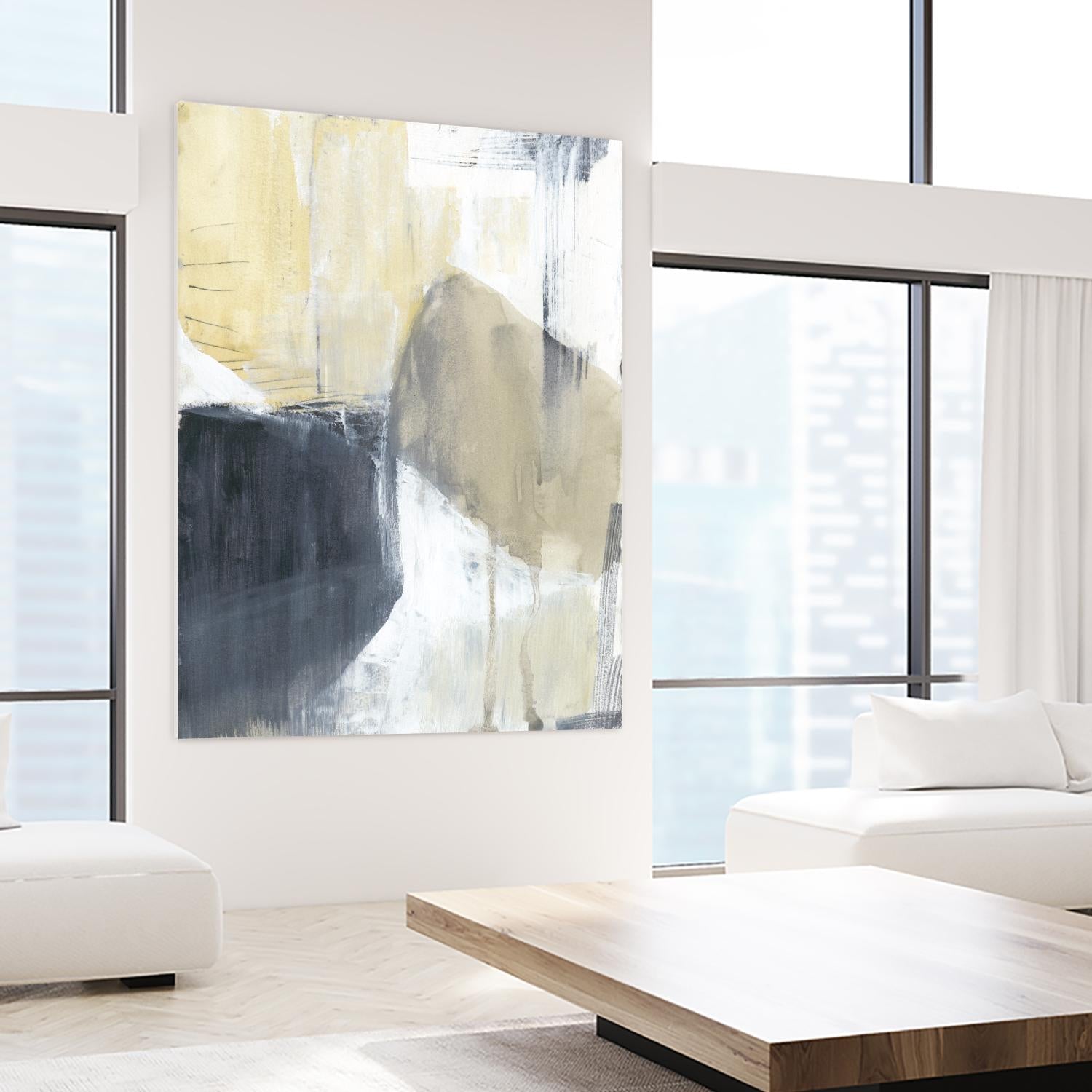 Neutral Divide I by Jennifer Goldberger on GIANT ART - brown abstract