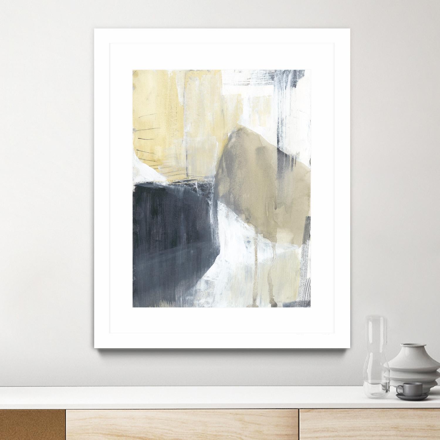 Neutral Divide I by Jennifer Goldberger on GIANT ART - brown abstract