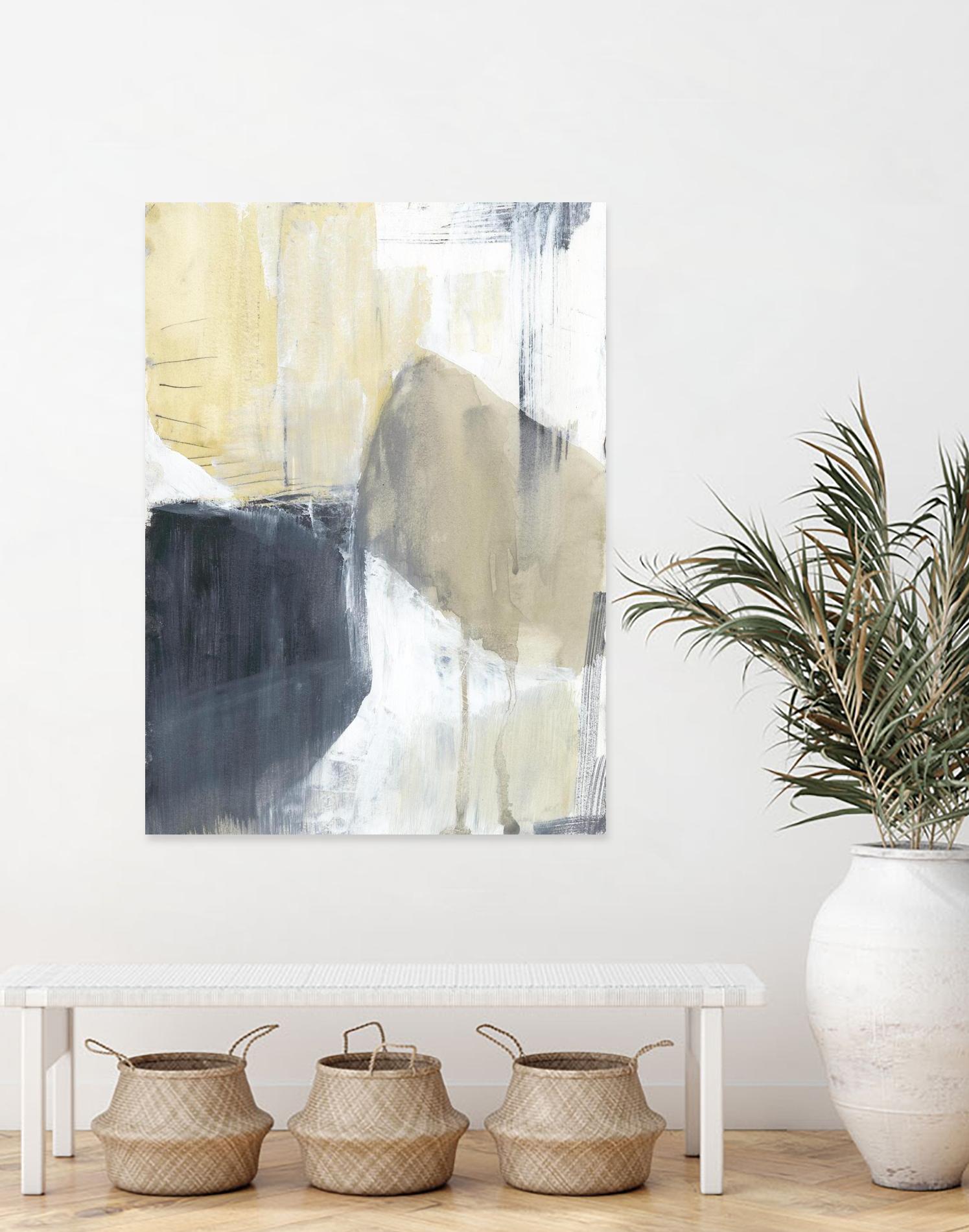Neutral Divide I by Jennifer Goldberger on GIANT ART - brown abstract