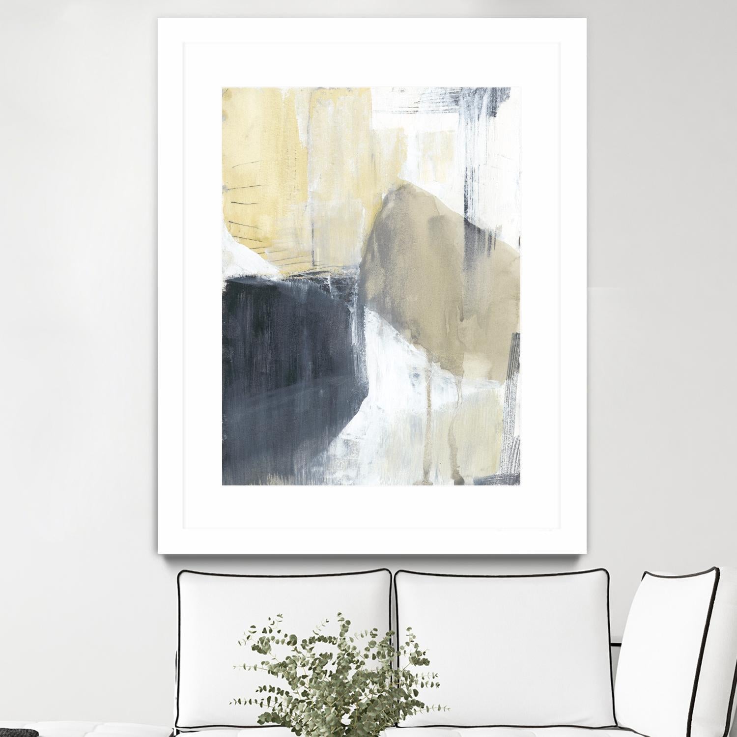 Neutral Divide I by Jennifer Goldberger on GIANT ART - brown abstract