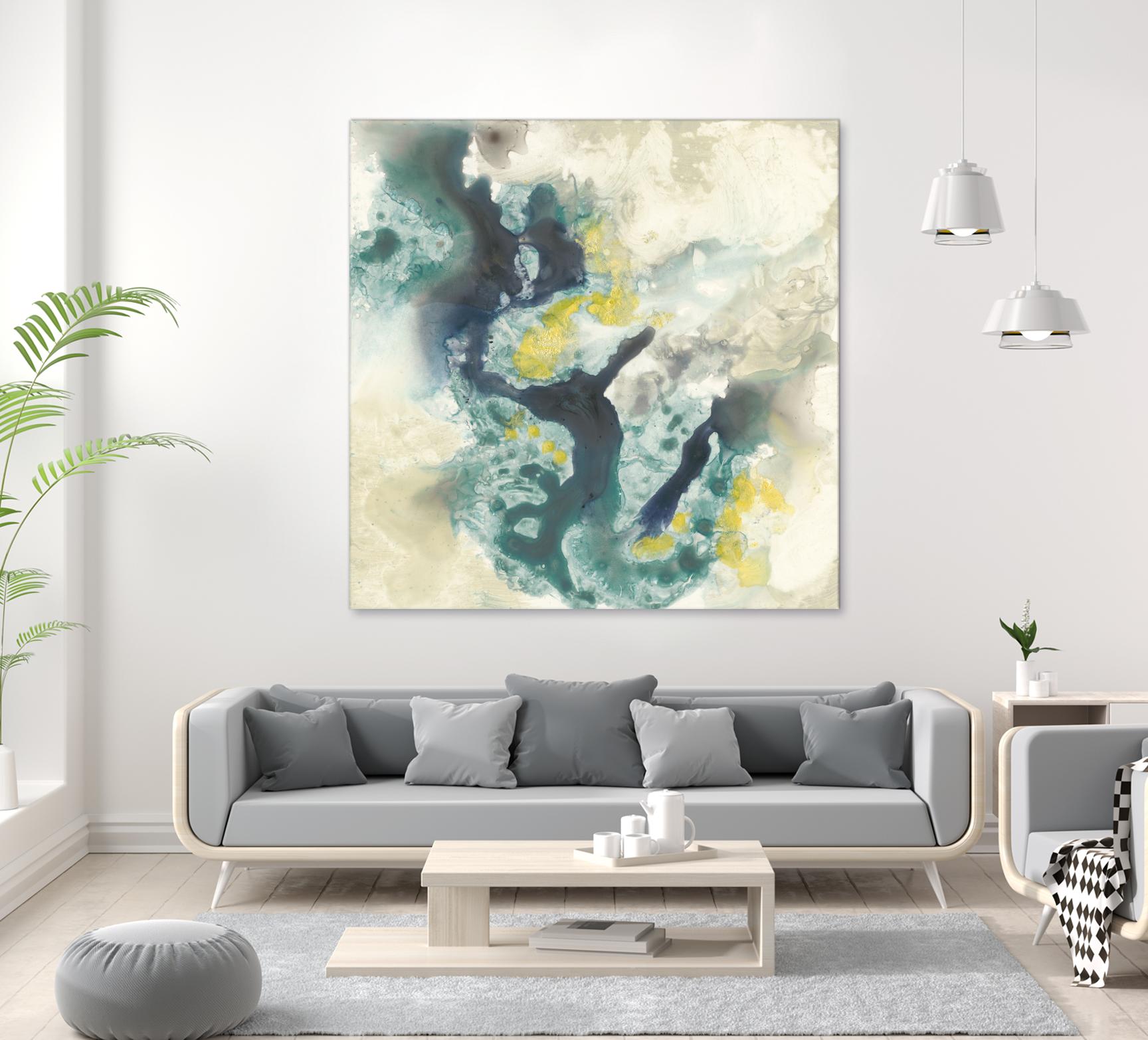 Citron Satellites II by Jennifer Goldberger on GIANT ART - green abstract