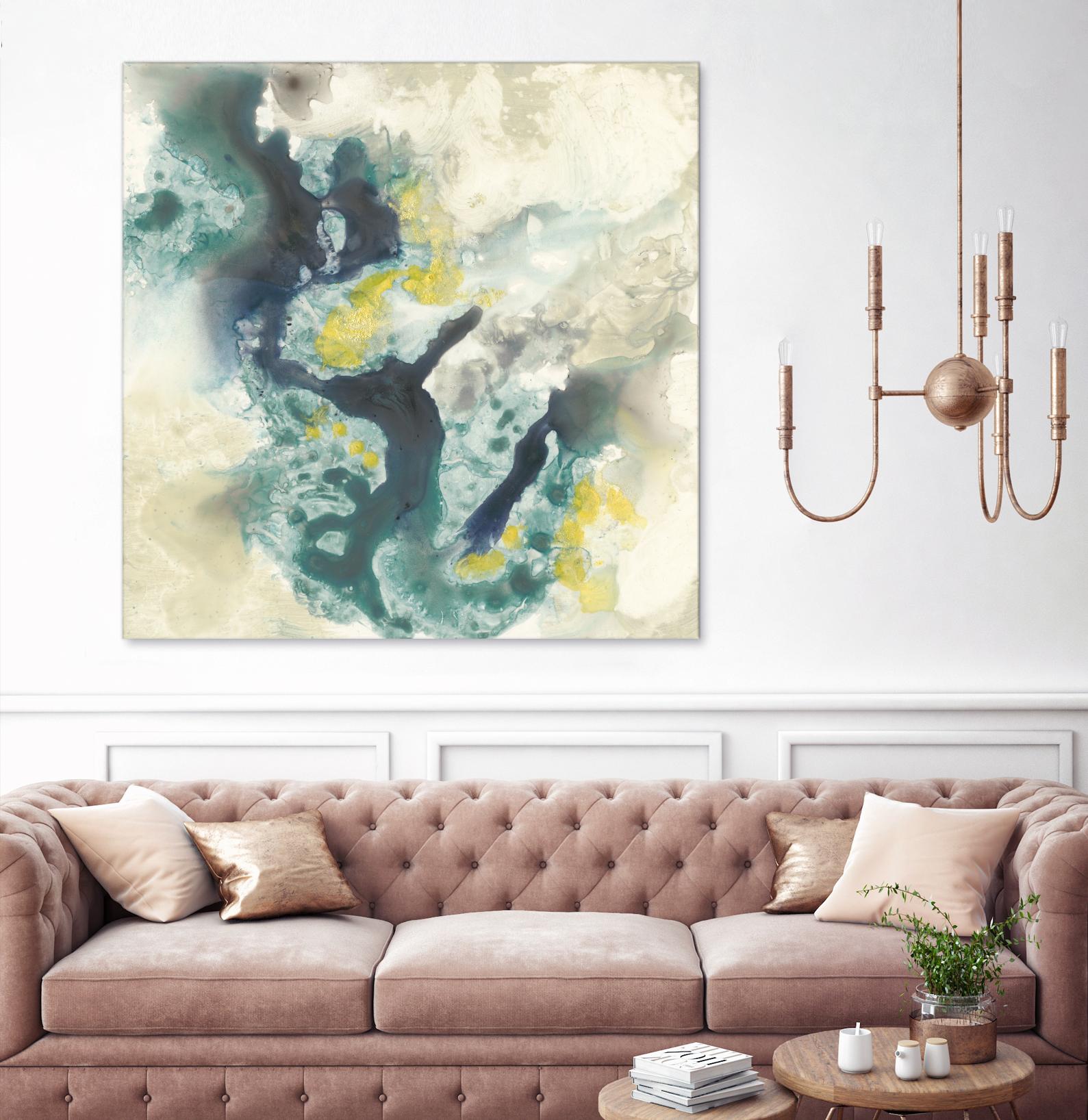 Citron Satellites II by Jennifer Goldberger on GIANT ART - green abstract