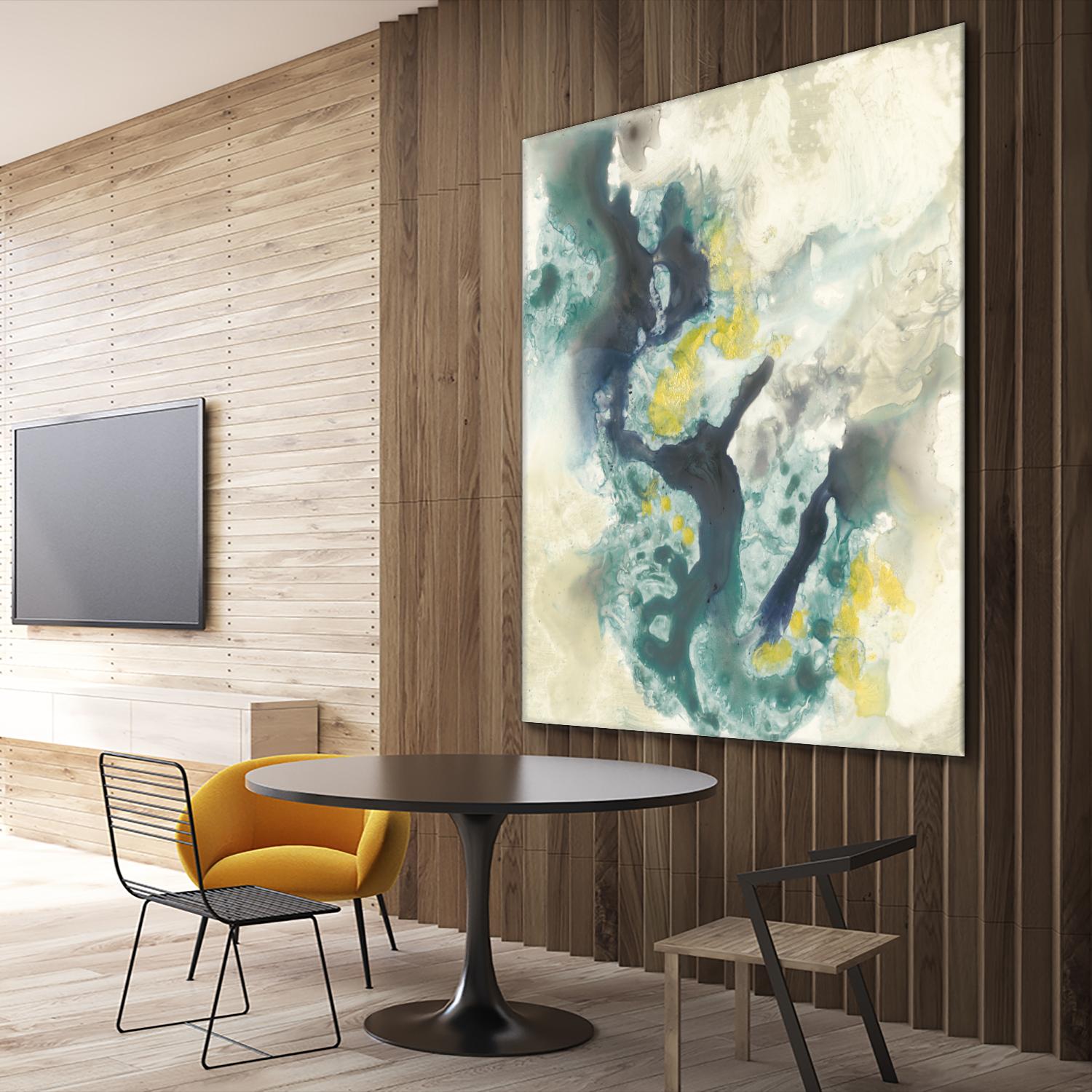 Citron Satellites II by Jennifer Goldberger on GIANT ART - green abstract