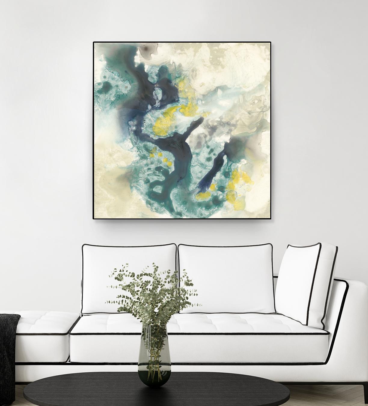 Citron Satellites II by Jennifer Goldberger on GIANT ART - green abstract