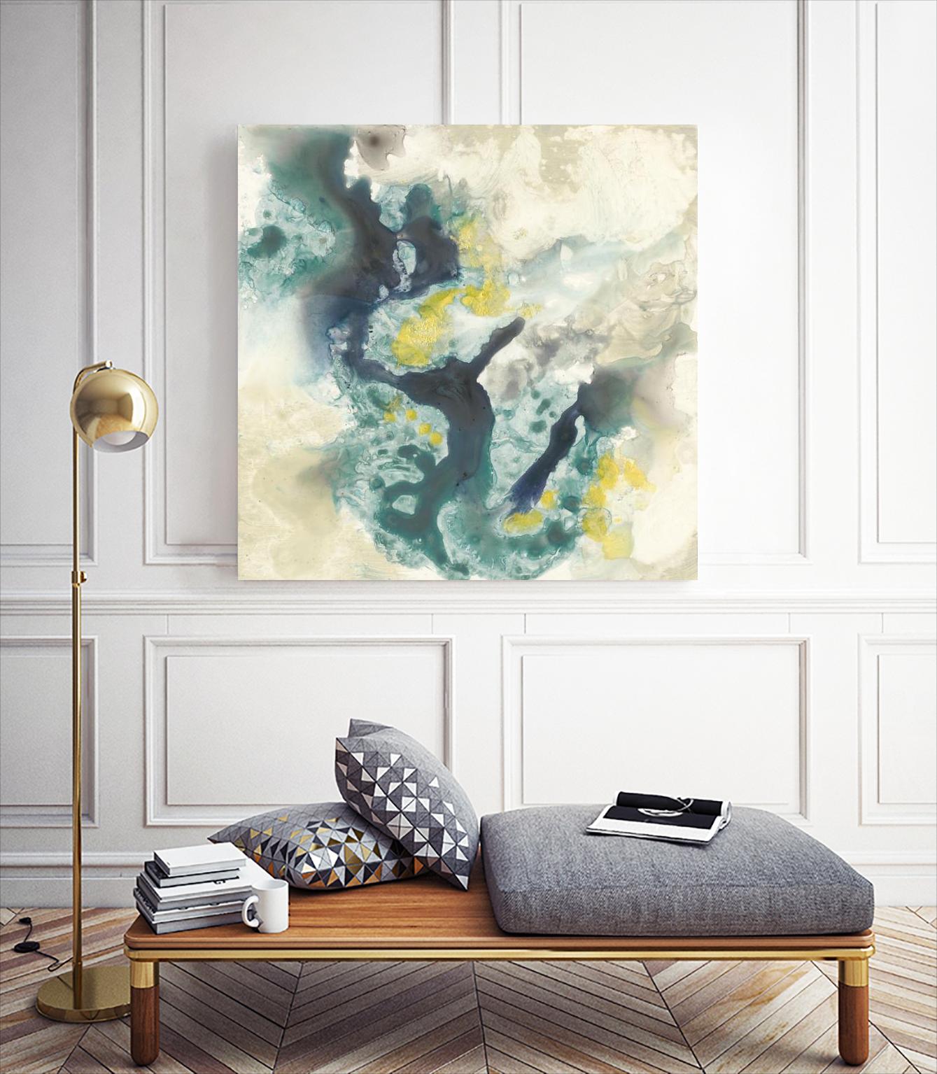 Citron Satellites II by Jennifer Goldberger on GIANT ART - green abstract