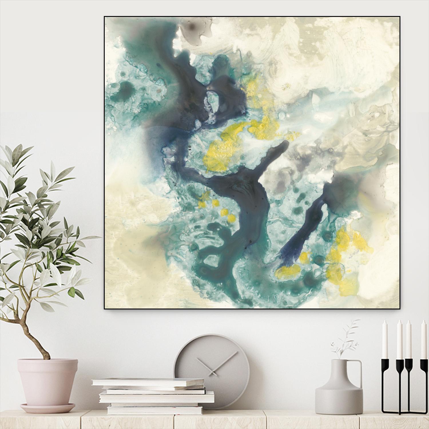 Citron Satellites II by Jennifer Goldberger on GIANT ART - green abstract