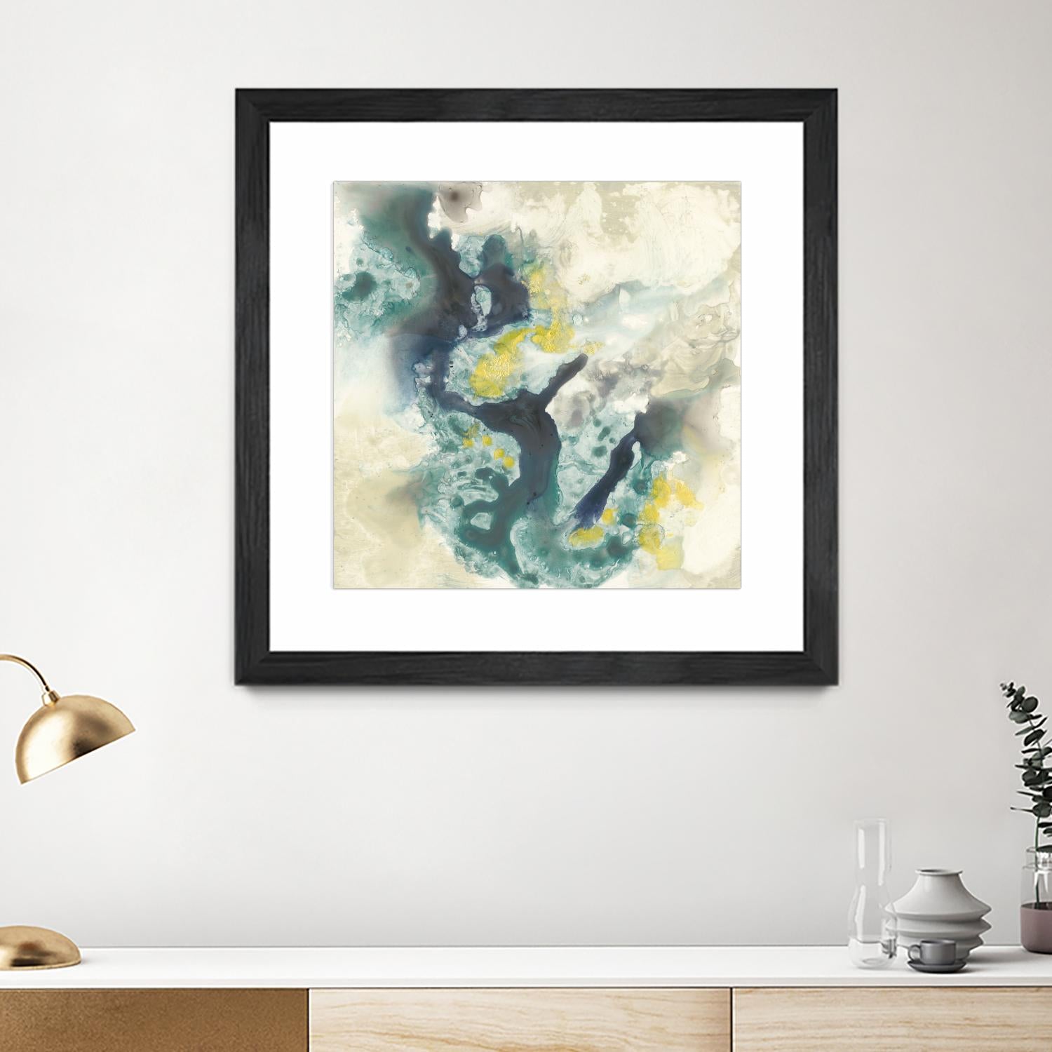 Citron Satellites II by Jennifer Goldberger on GIANT ART - green abstract