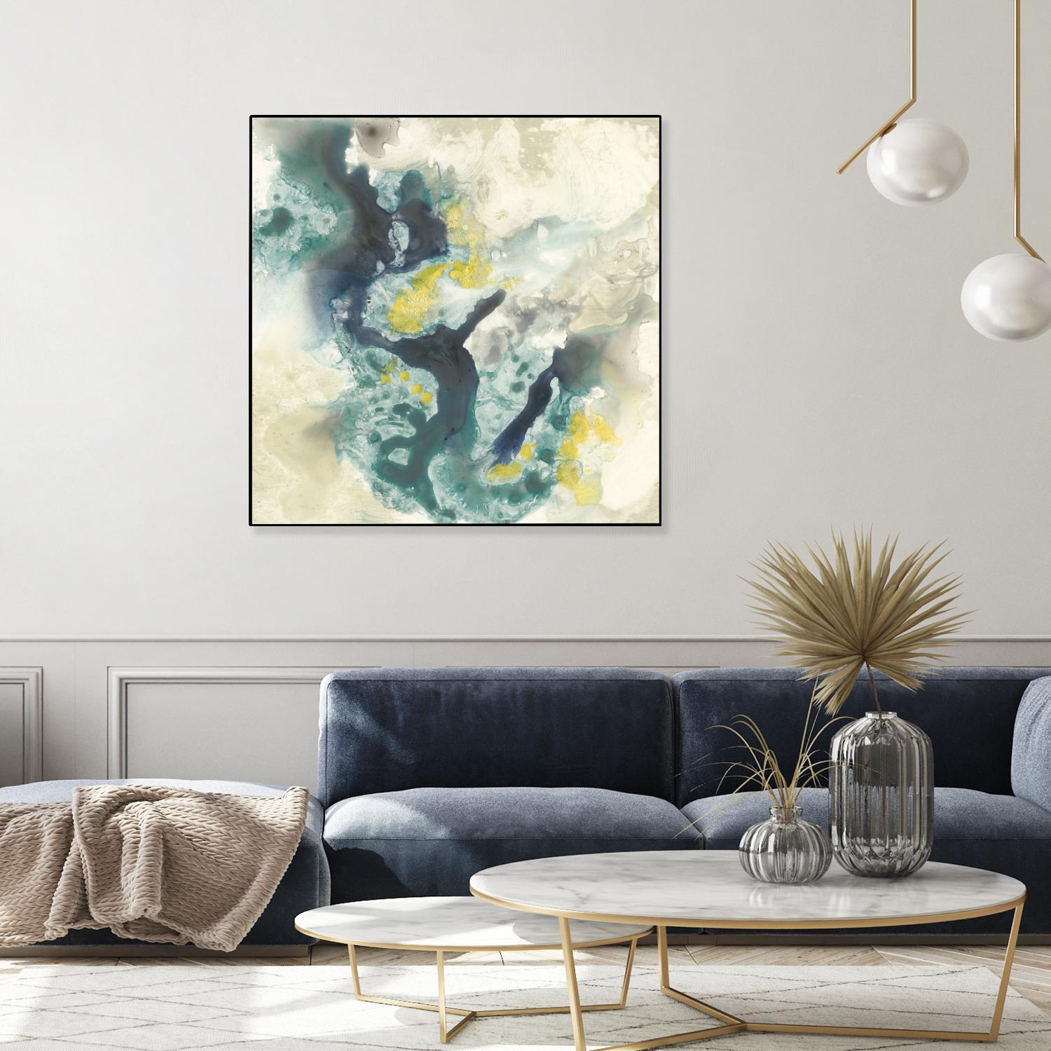 Citron Satellites II by Jennifer Goldberger on GIANT ART - green abstract