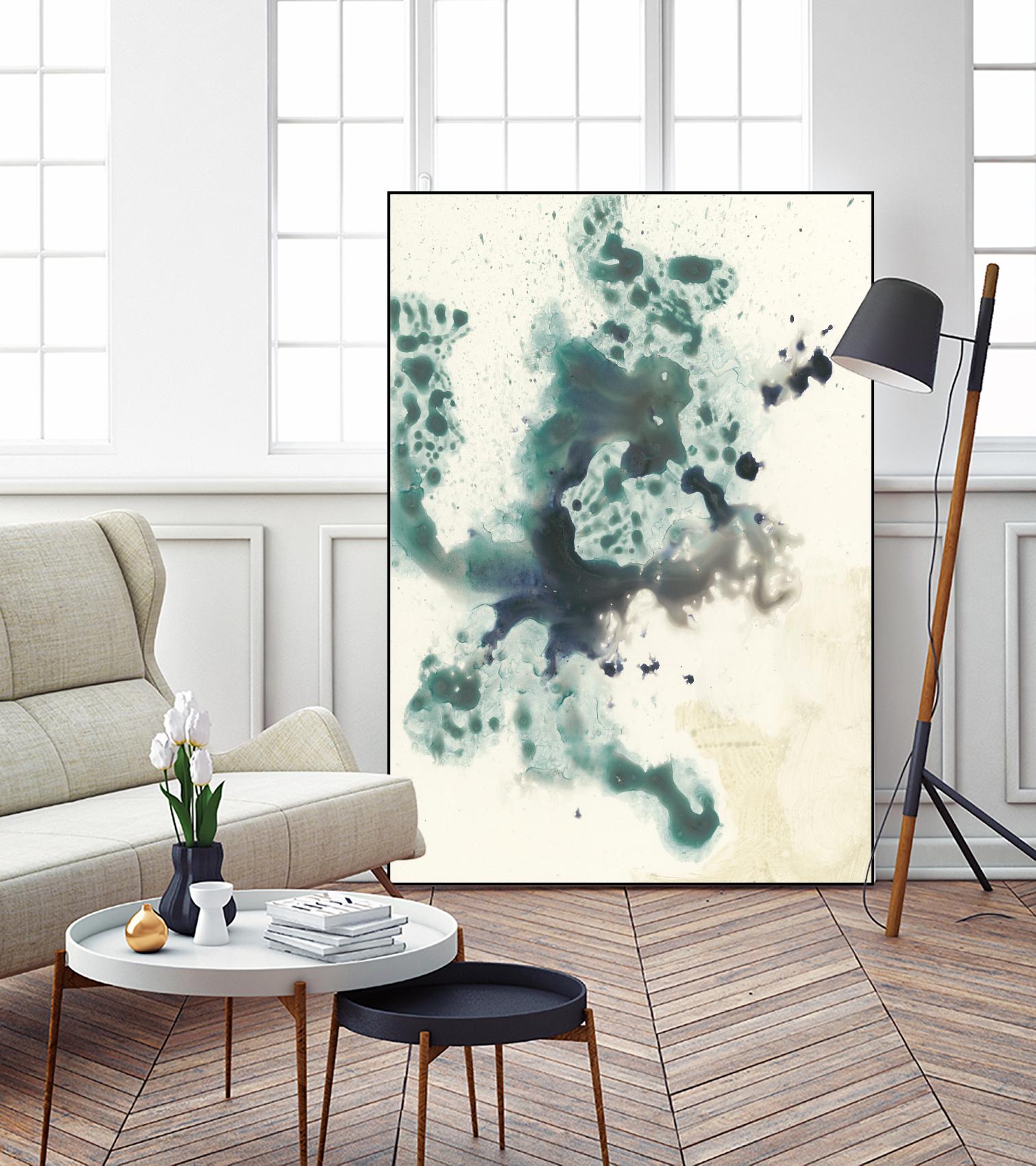 Teal Tributary I by Jennifer Goldberger on GIANT ART - green abstract
