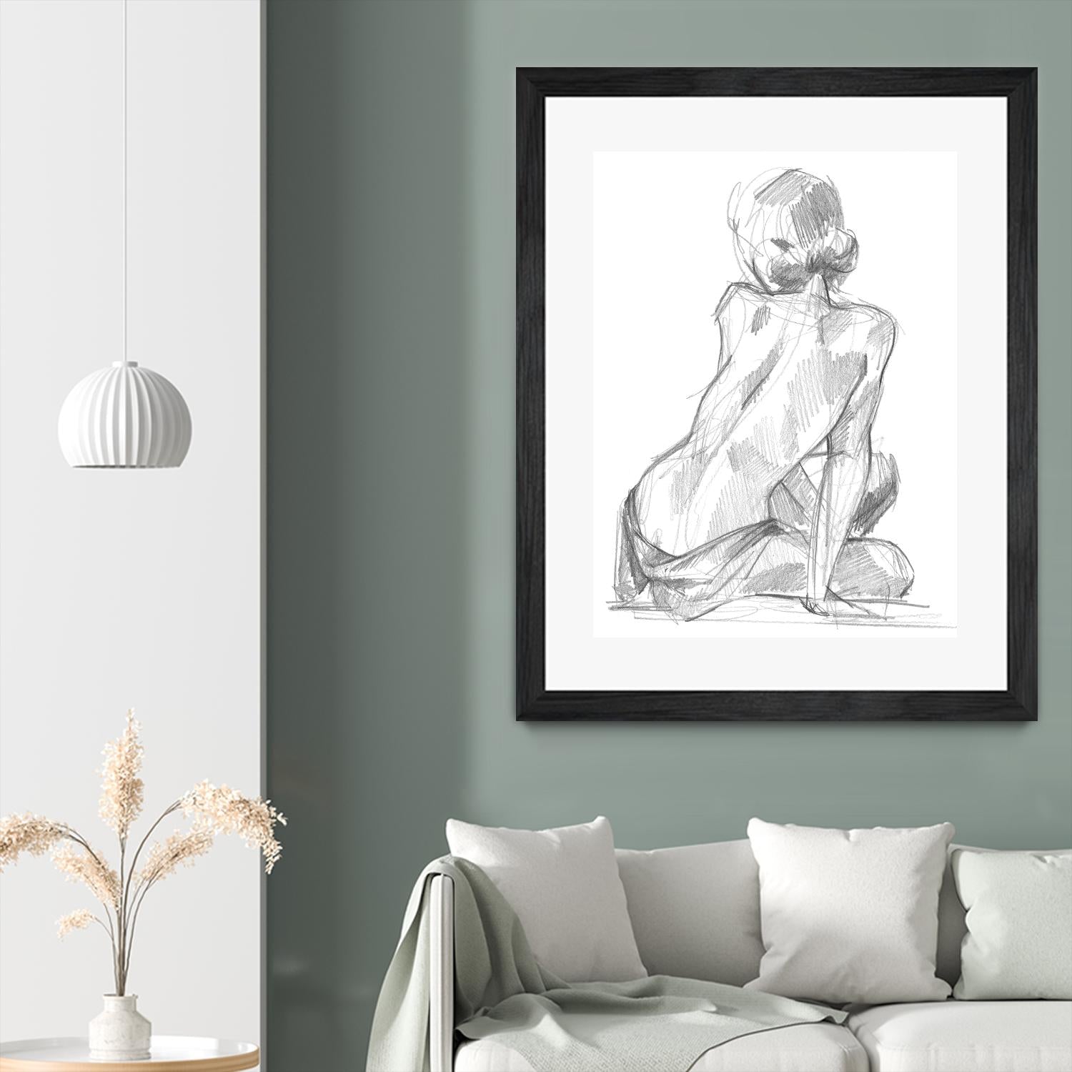 Sitting Pose II by Jennifer Paxton Parker on GIANT ART - white linear pencil drawing