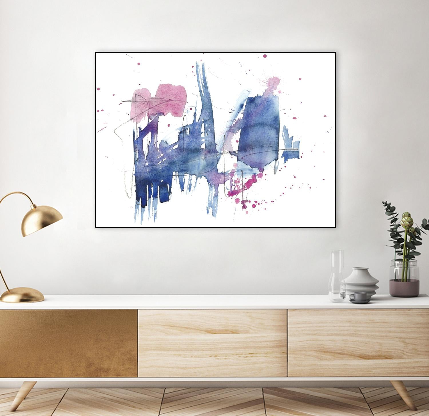 Indigo & Magenta Splash I by Jennifer Goldberger on GIANT ART - blue abstract