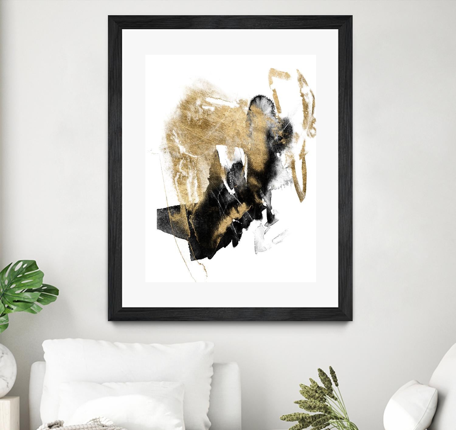 Black & Gold Splash I by Jennifer Goldberger on GIANT ART - metallics abstract
