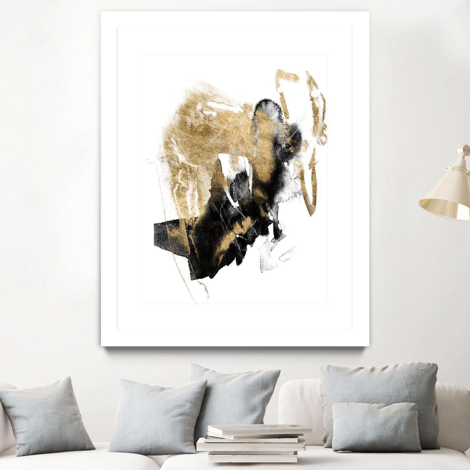 Black & Gold Splash I by Jennifer Goldberger on GIANT ART - metallics abstract