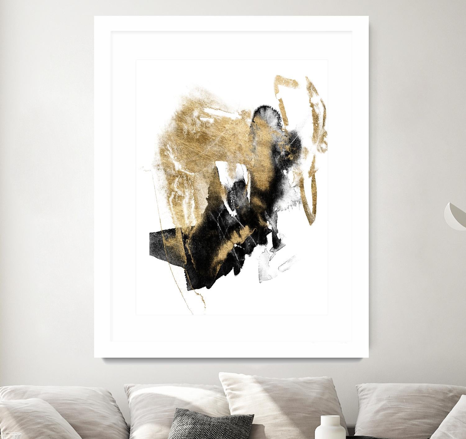 Black & Gold Splash I by Jennifer Goldberger on GIANT ART - metallics abstract