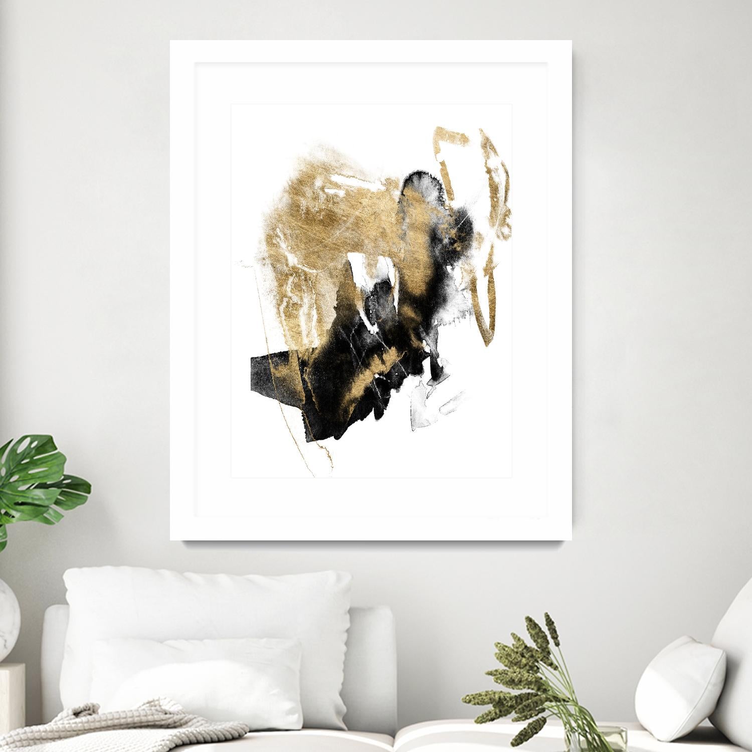 Black & Gold Splash I by Jennifer Goldberger on GIANT ART - metallics abstract