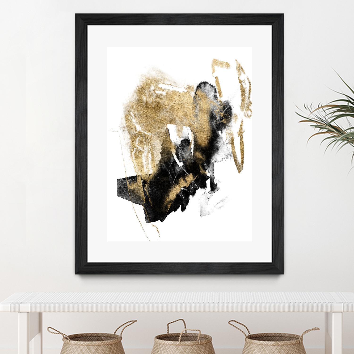 Black & Gold Splash I by Jennifer Goldberger on GIANT ART - metallics abstract