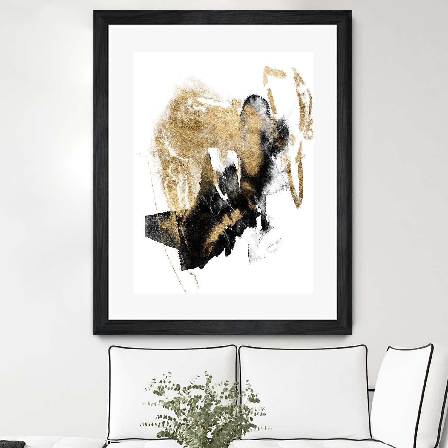 Black & Gold Splash I by Jennifer Goldberger on GIANT ART - metallics abstract
