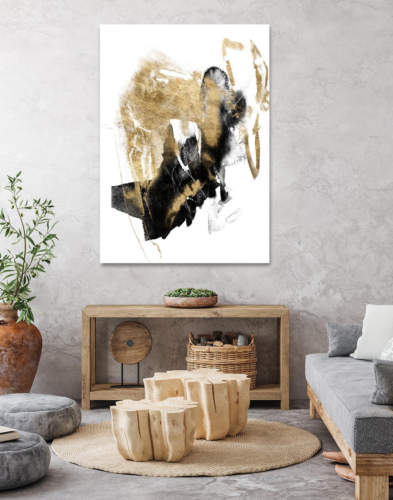 Black & Gold Splash I by Jennifer Goldberger on GIANT ART - metallics abstract