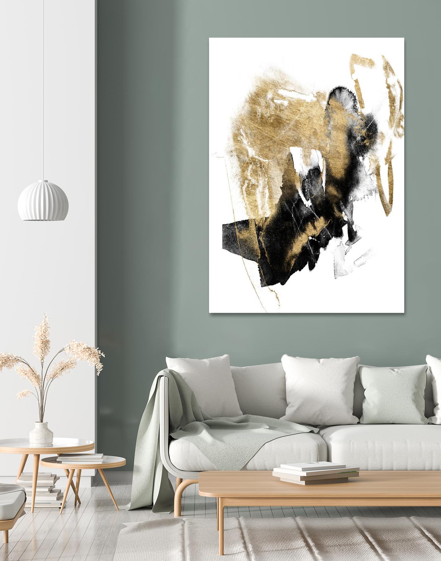 Black & Gold Splash I by Jennifer Goldberger on GIANT ART - metallics abstract