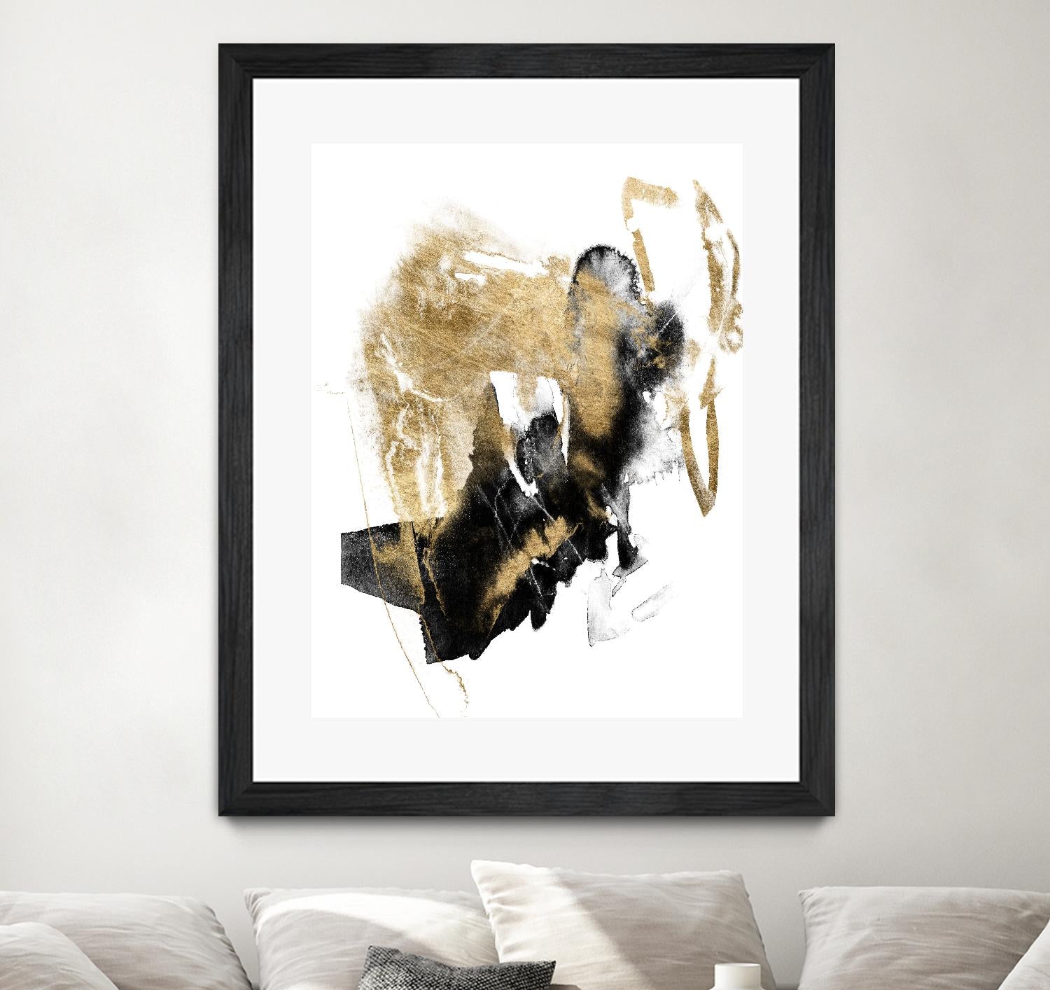 Black & Gold Splash I by Jennifer Goldberger on GIANT ART - metallics abstract