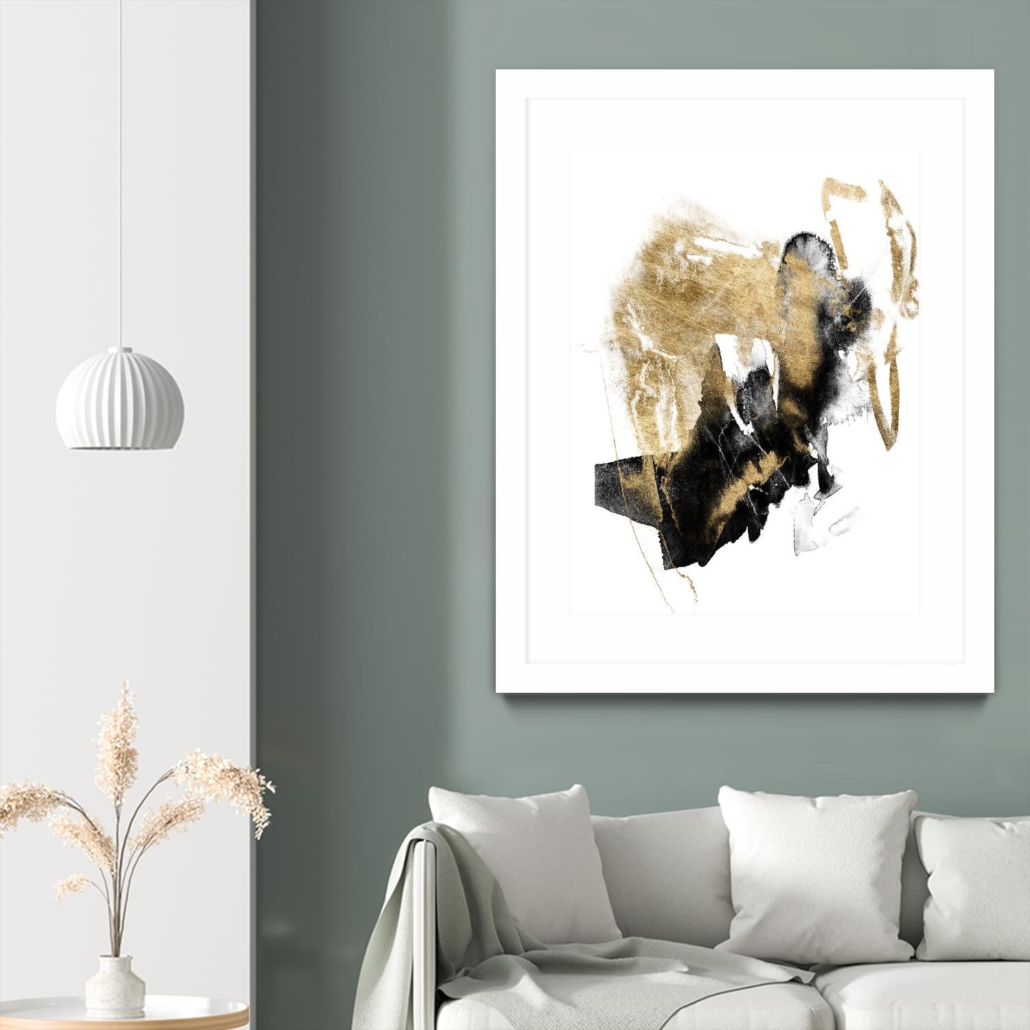 Black & Gold Splash I by Jennifer Goldberger on GIANT ART - metallics abstract