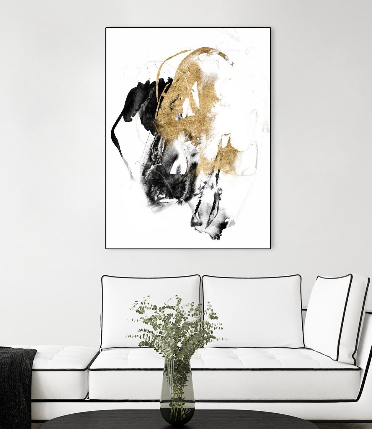 Black & Gold Splash II by Jennifer Goldberger on GIANT ART - metallics abstract