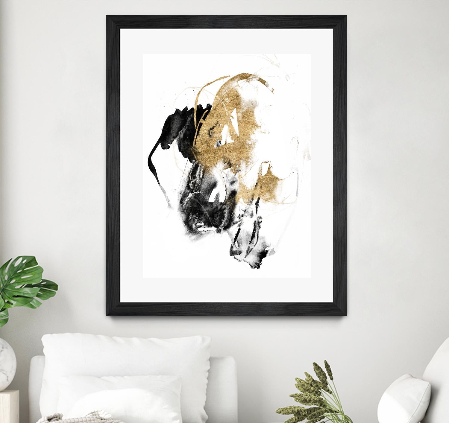 Black & Gold Splash II by Jennifer Goldberger on GIANT ART - metallics abstract