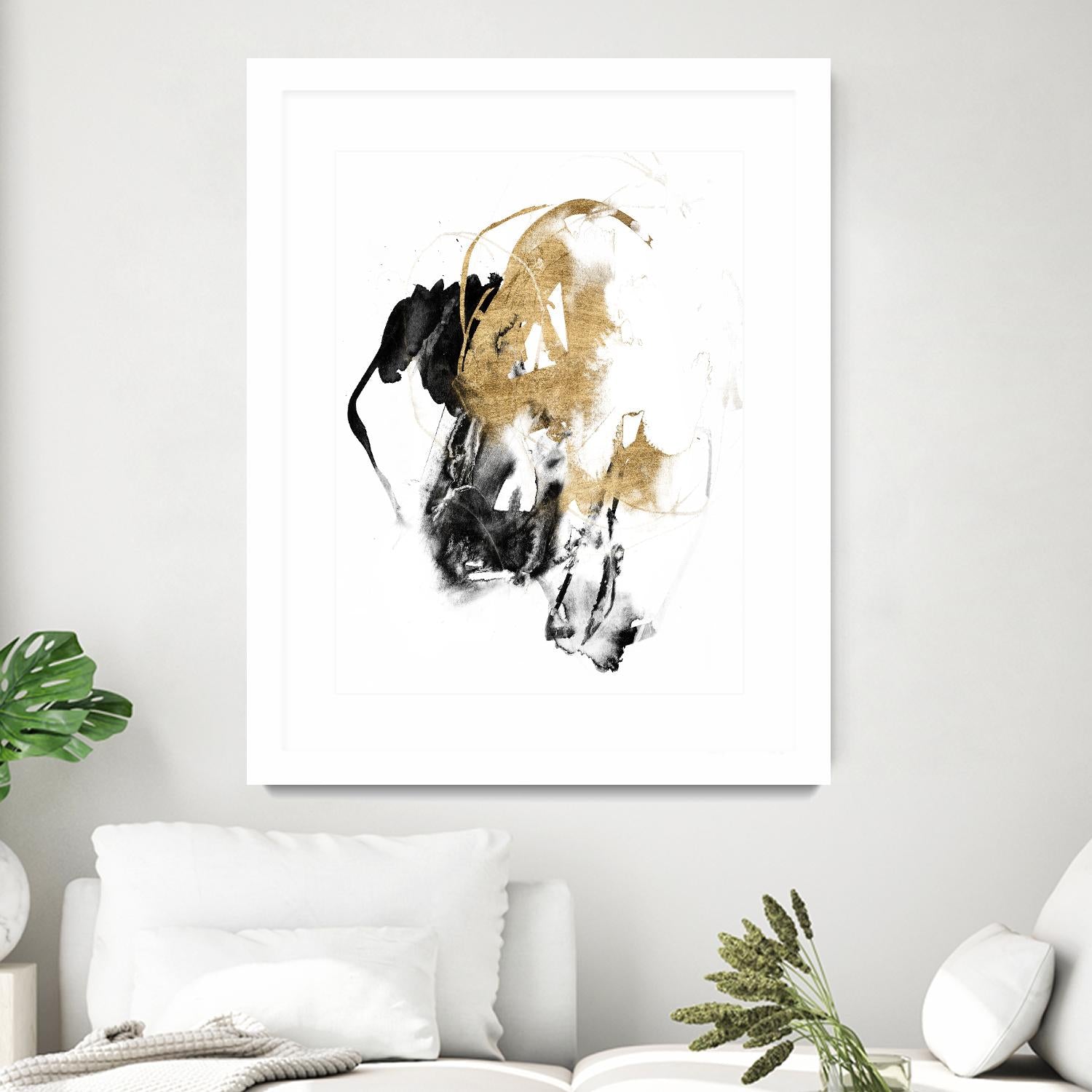 Black & Gold Splash II by Jennifer Goldberger on GIANT ART - metallics abstract