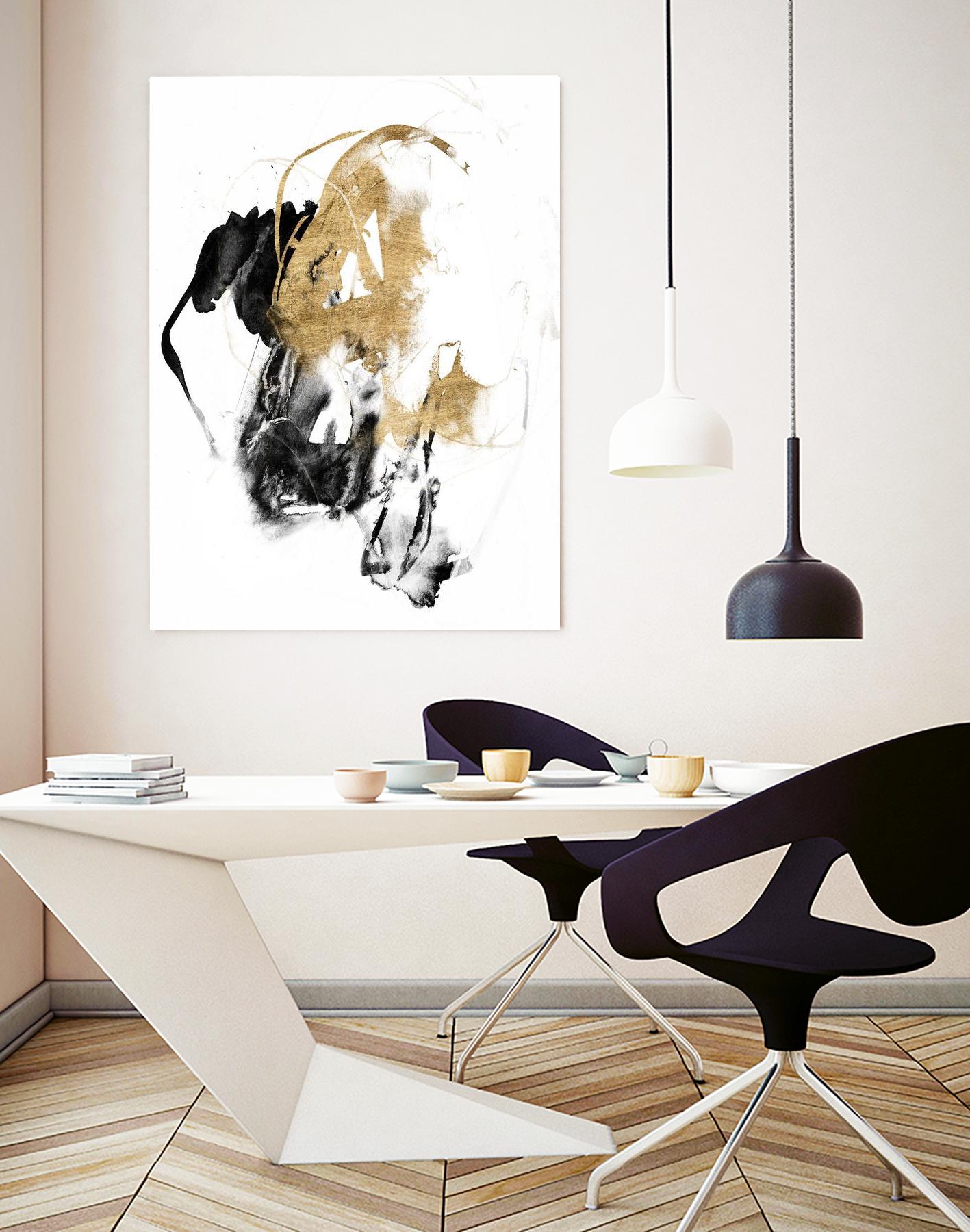 Black & Gold Splash II by Jennifer Goldberger on GIANT ART - metallics abstract