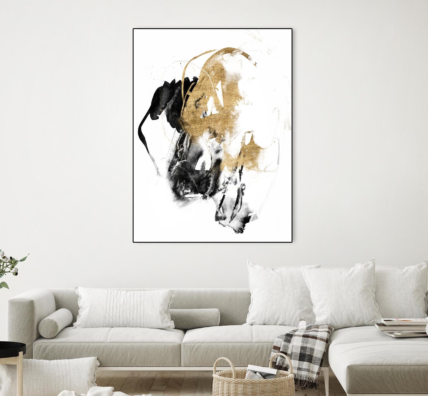 Black & Gold Splash II by Jennifer Goldberger on GIANT ART - metallics abstract