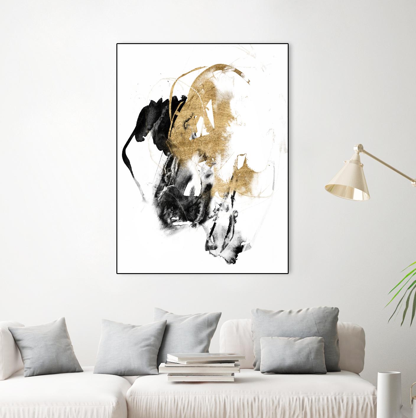 Black & Gold Splash II by Jennifer Goldberger on GIANT ART - metallics abstract