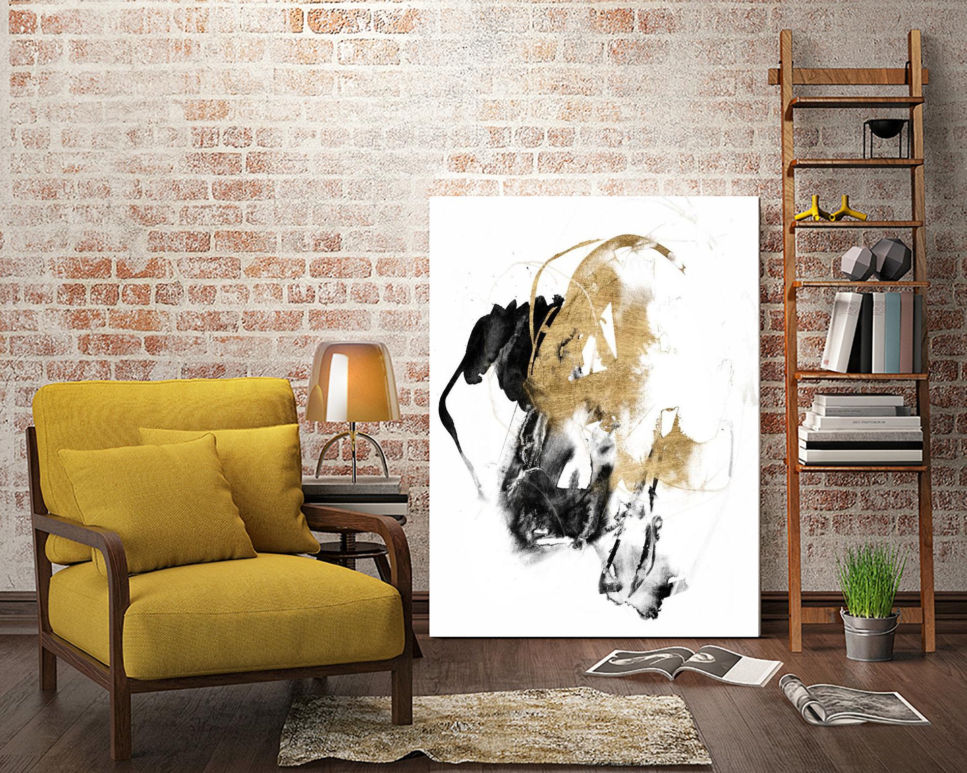 Black & Gold Splash II by Jennifer Goldberger on GIANT ART - metallics abstract