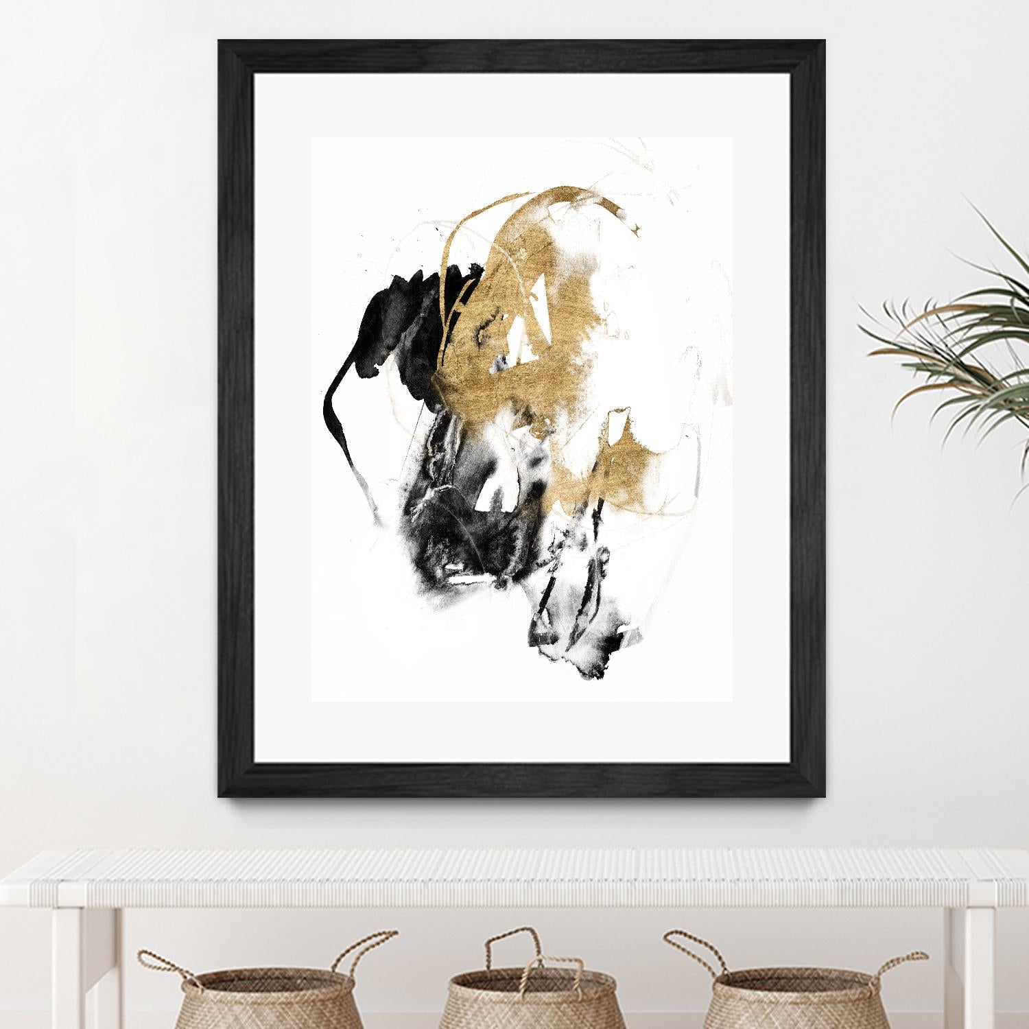 Black & Gold Splash II by Jennifer Goldberger on GIANT ART - metallics abstract