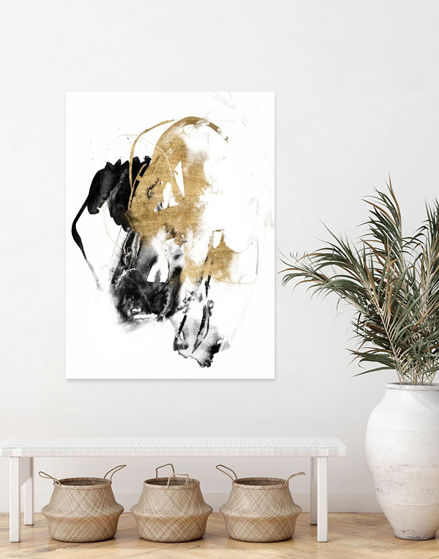 Black & Gold Splash II by Jennifer Goldberger on GIANT ART - metallics abstract