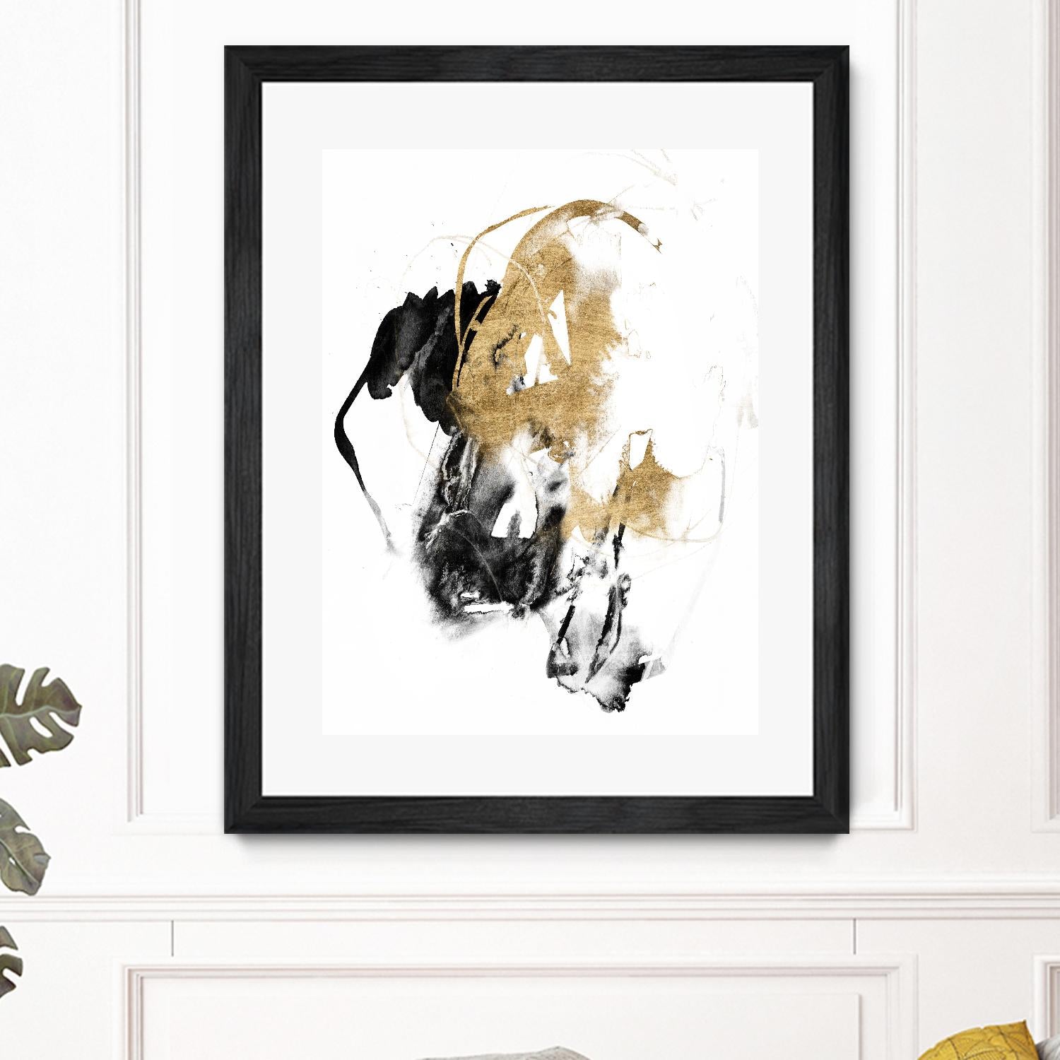 Black & Gold Splash II by Jennifer Goldberger on GIANT ART - metallics abstract