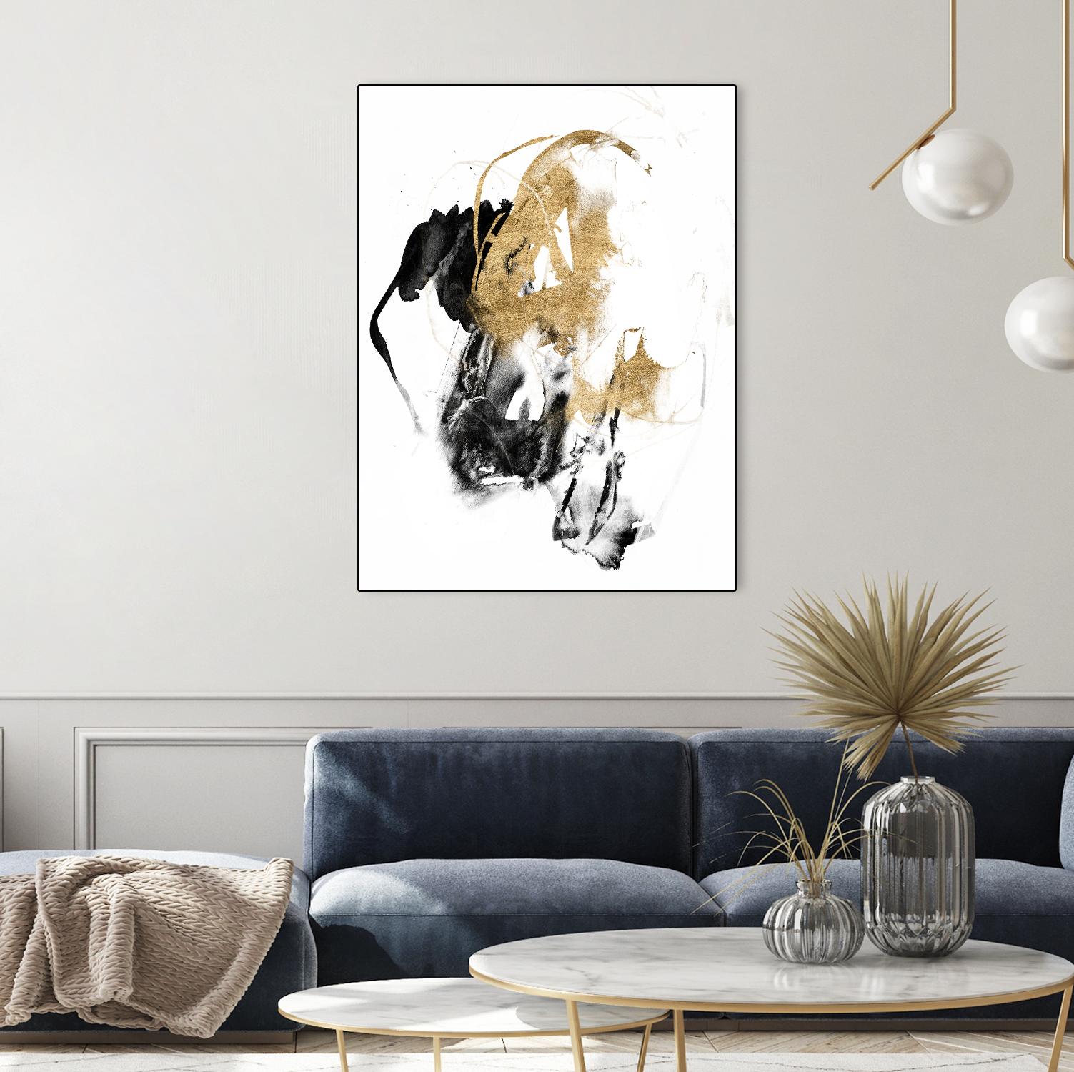Black & Gold Splash II by Jennifer Goldberger on GIANT ART - metallics abstract