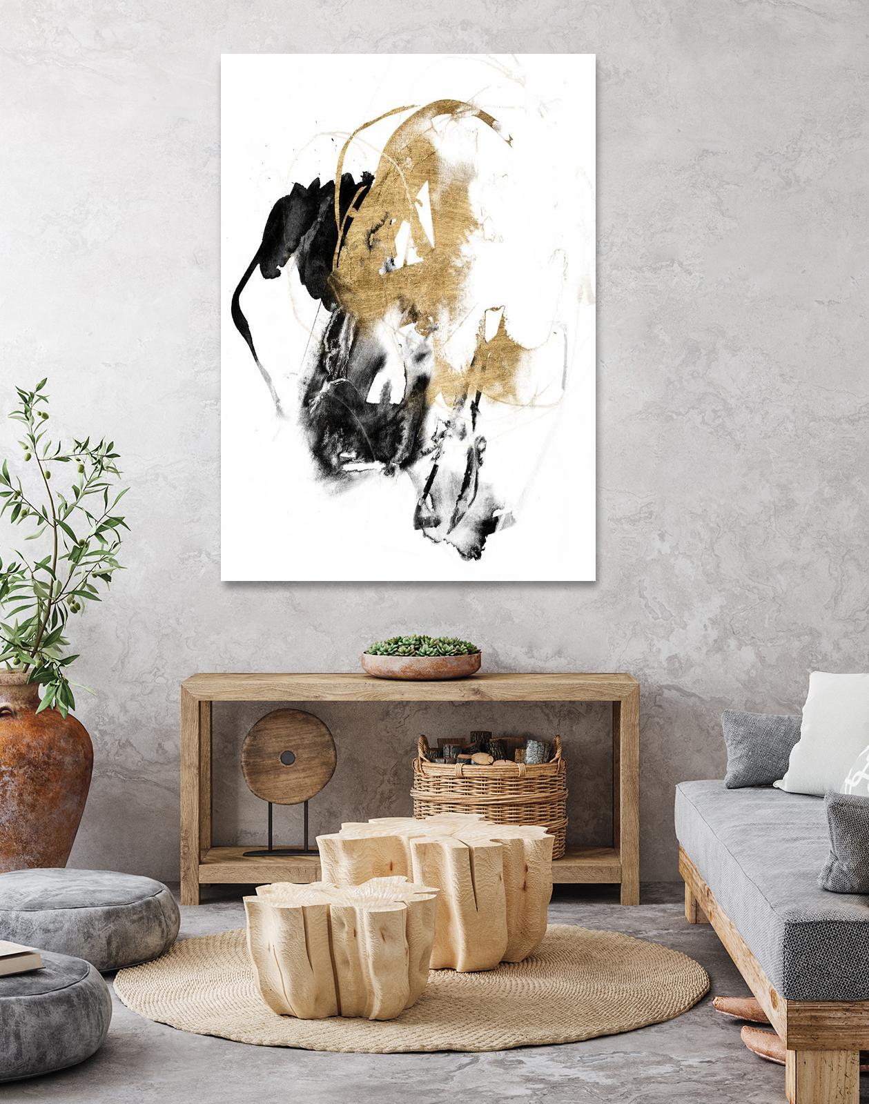 Black & Gold Splash II by Jennifer Goldberger on GIANT ART - metallics abstract