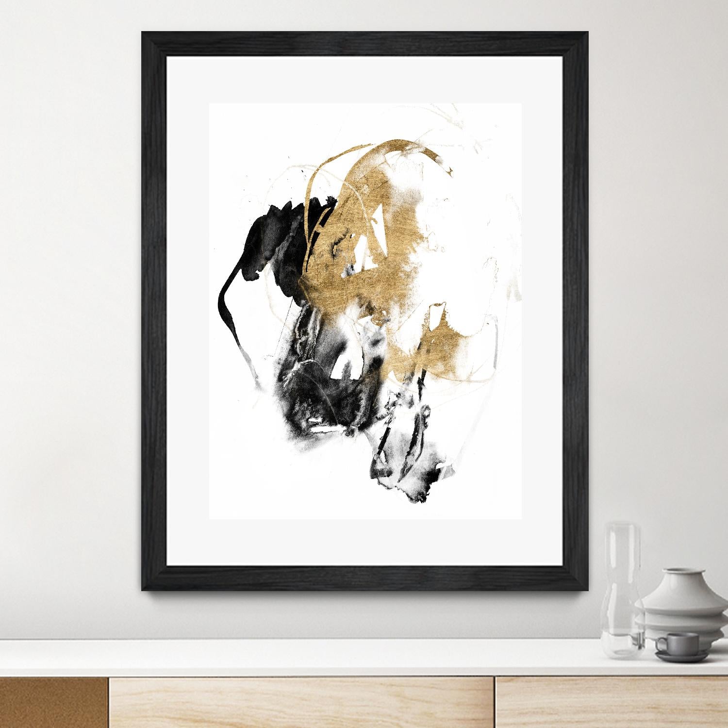 Black & Gold Splash II by Jennifer Goldberger on GIANT ART - metallics abstract