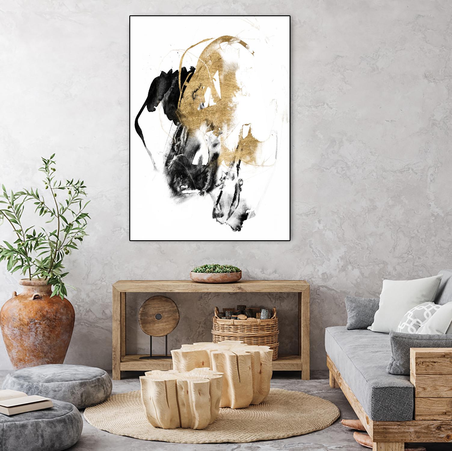 Black & Gold Splash II by Jennifer Goldberger on GIANT ART - metallics abstract