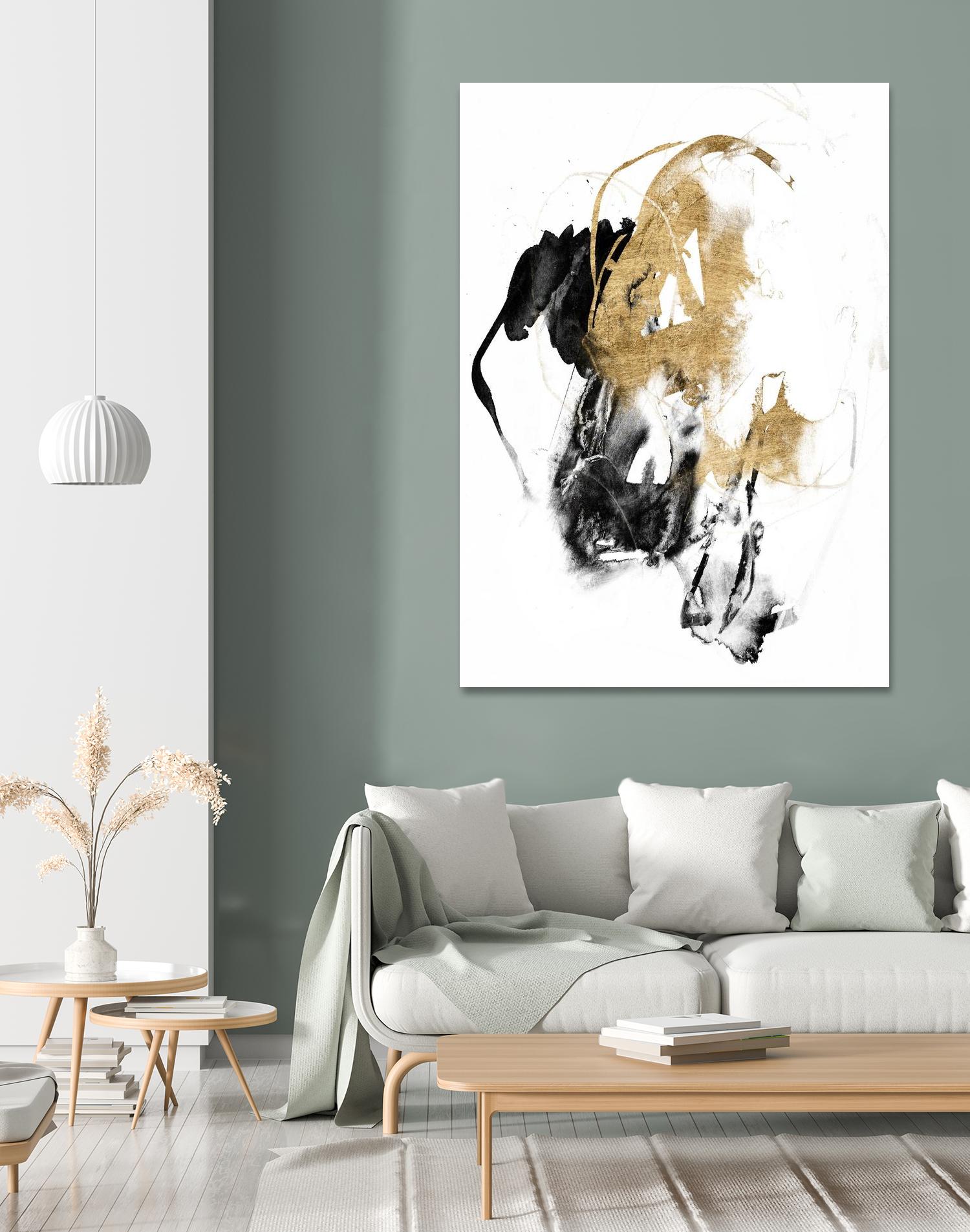 Black & Gold Splash II by Jennifer Goldberger on GIANT ART - metallics abstract