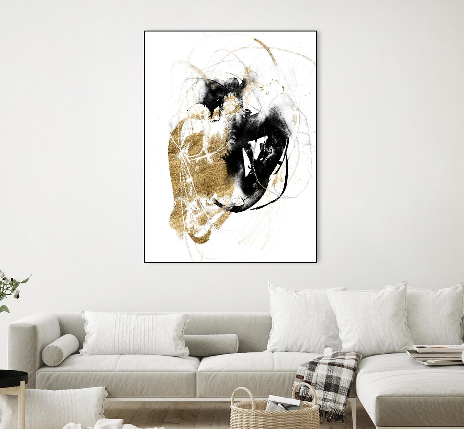 Black & Gold Splash III by Jennifer Goldberger on GIANT ART - metallics abstract