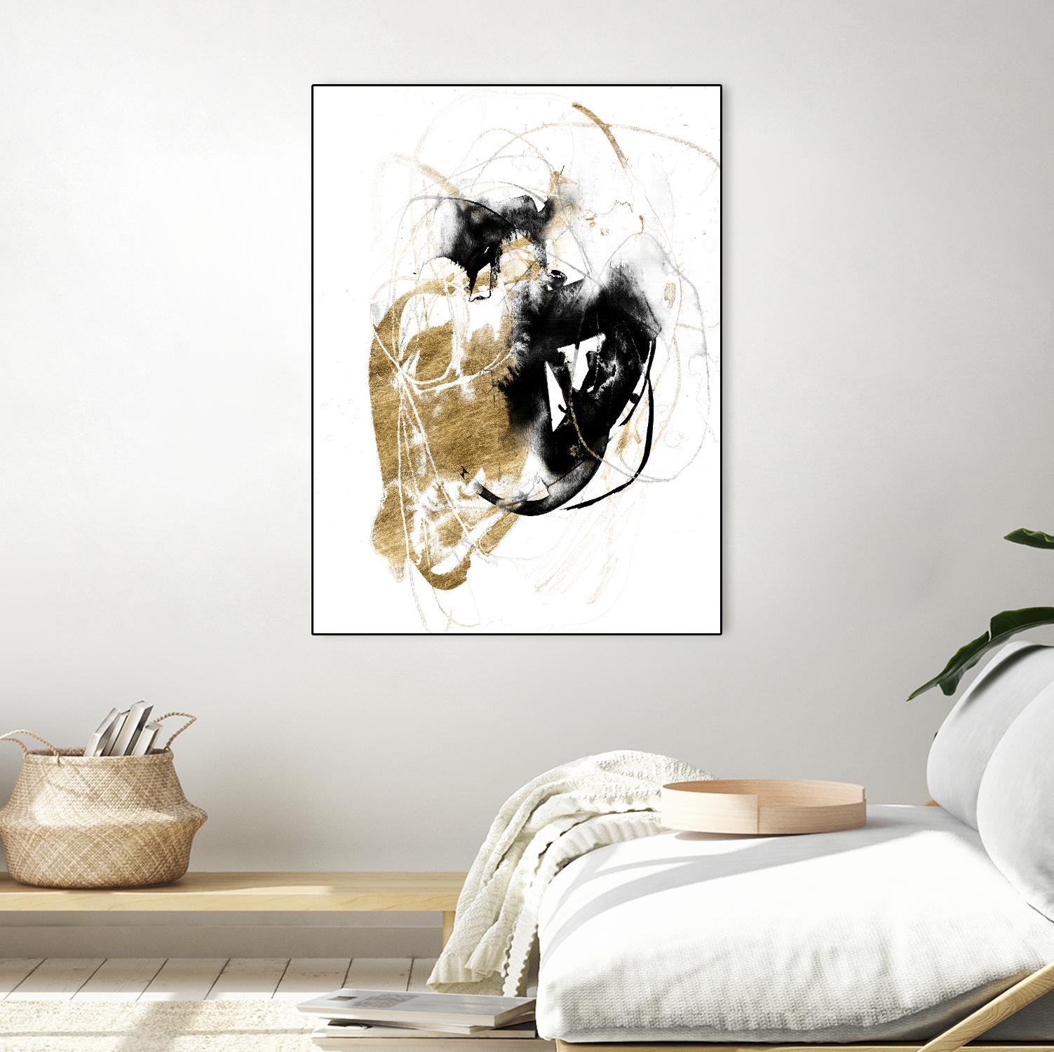 Black & Gold Splash III by Jennifer Goldberger on GIANT ART - metallics abstract