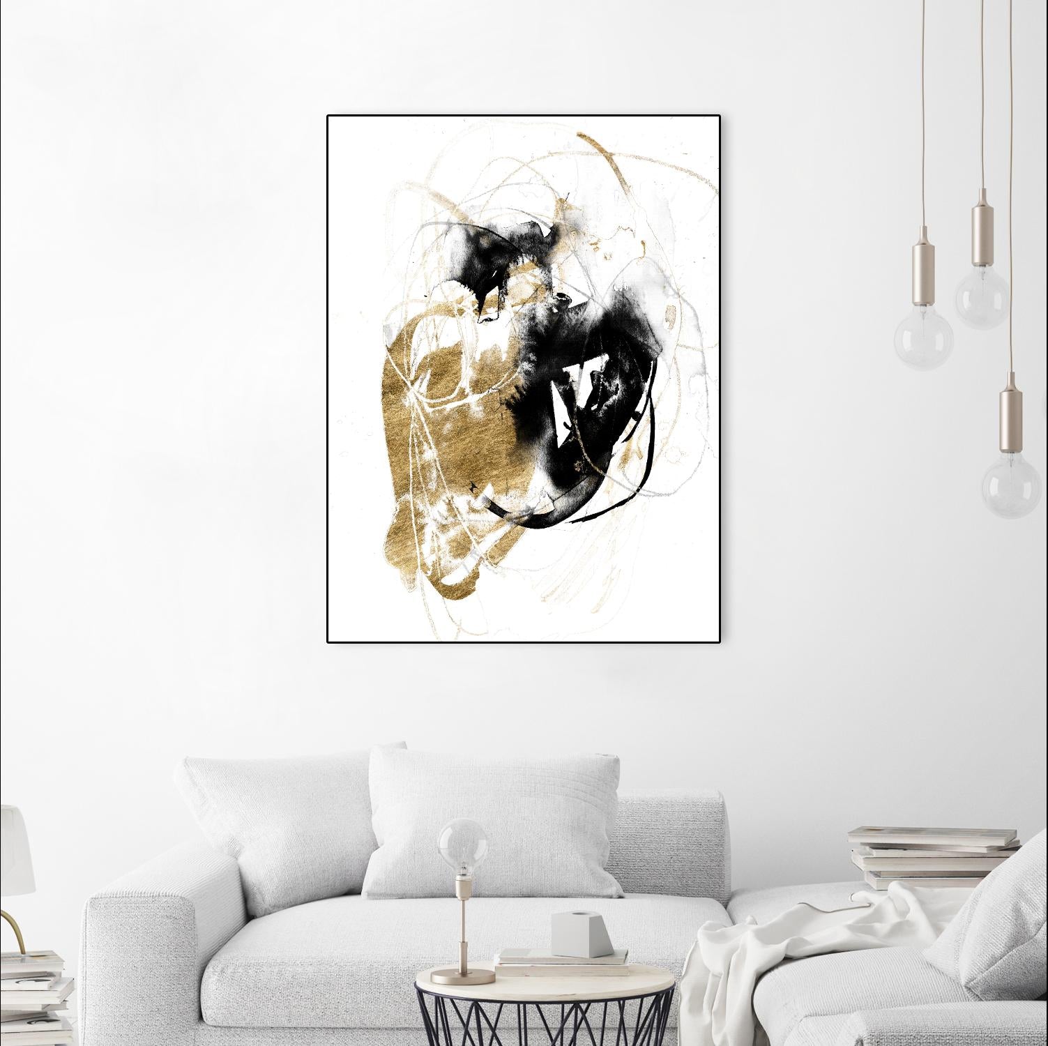 Black & Gold Splash III by Jennifer Goldberger on GIANT ART - metallics abstract
