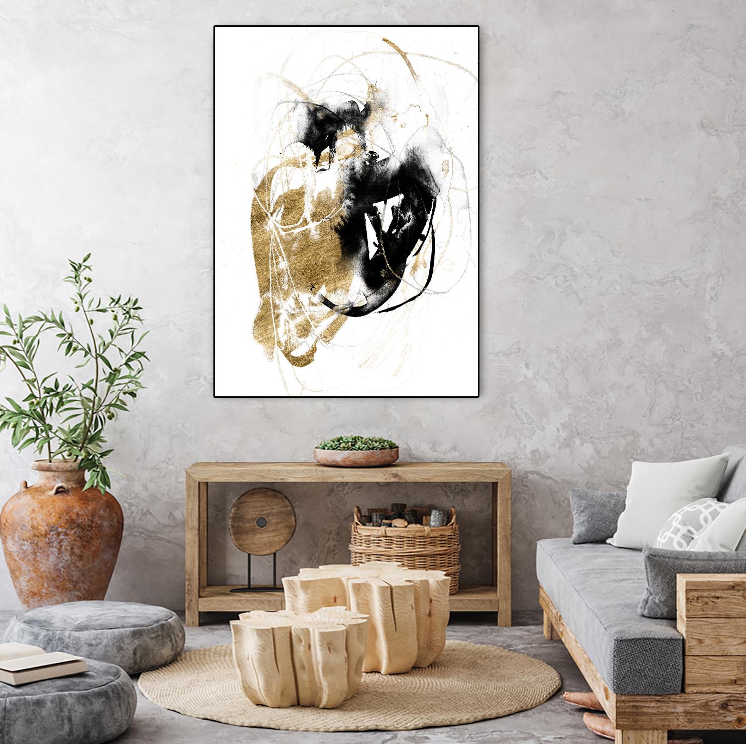 Black & Gold Splash III by Jennifer Goldberger on GIANT ART - metallics abstract